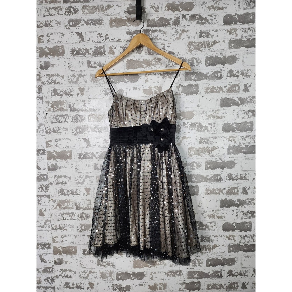 Y2K Fairycore Prom Dress Junior 5/6 Black Silver Short Whimsigoth Pixie Grunge